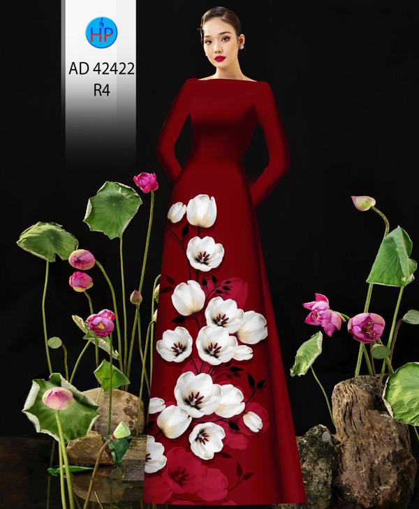 Vải Áo Dài Hoa In 3D AD 42422 3